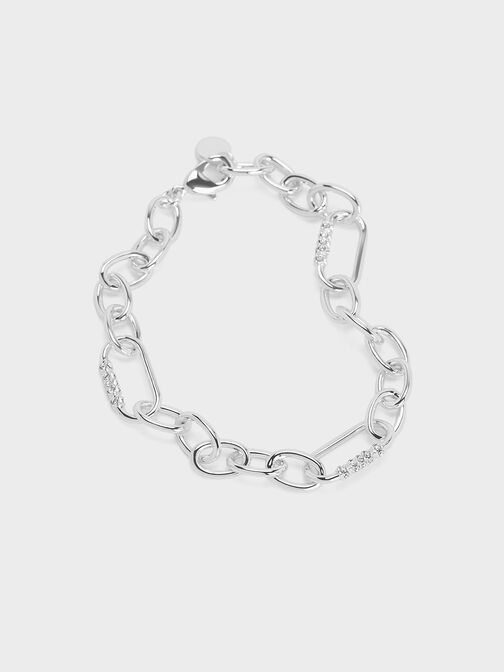 Reagan Crystal Chain-Link Bracelet, Silver, hi-res