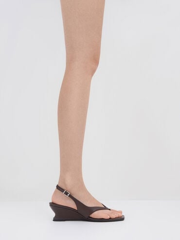 夾腳楔型鞋, 酒紅色, hi-res