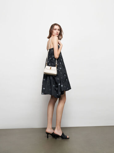 Asymmetric Square Toe Mules, Black, hi-res