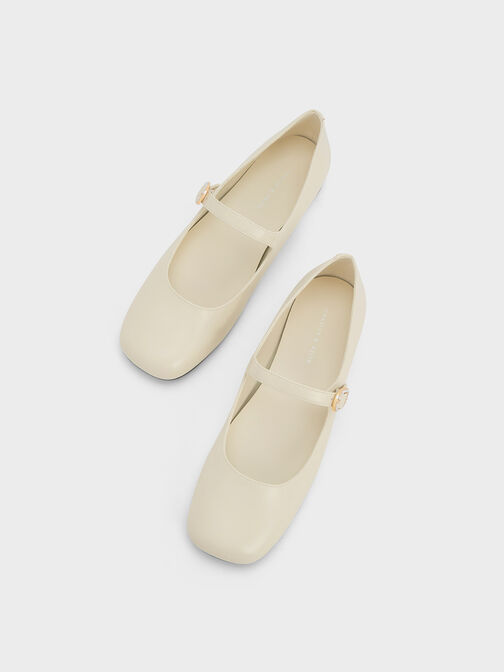 Pearl-Buckle Mary Janes, Cream, hi-res