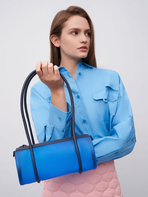 Double Handle Hobo Bag, Blue, hi-res