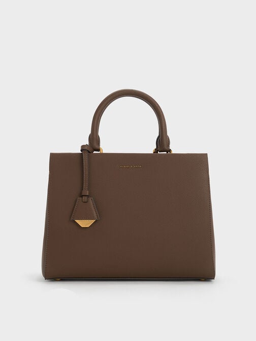 Mirabelle Structured Top Handle bag, Dark Brown, hi-res