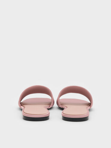 Satin Slide Sandals, Nude, hi-res
