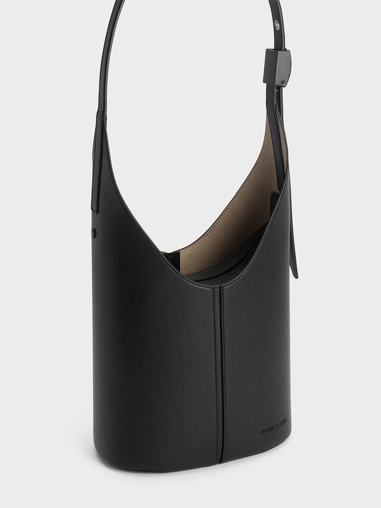 Aesther Ekme Demi Lune Asymmetric Bucket Bag in Black