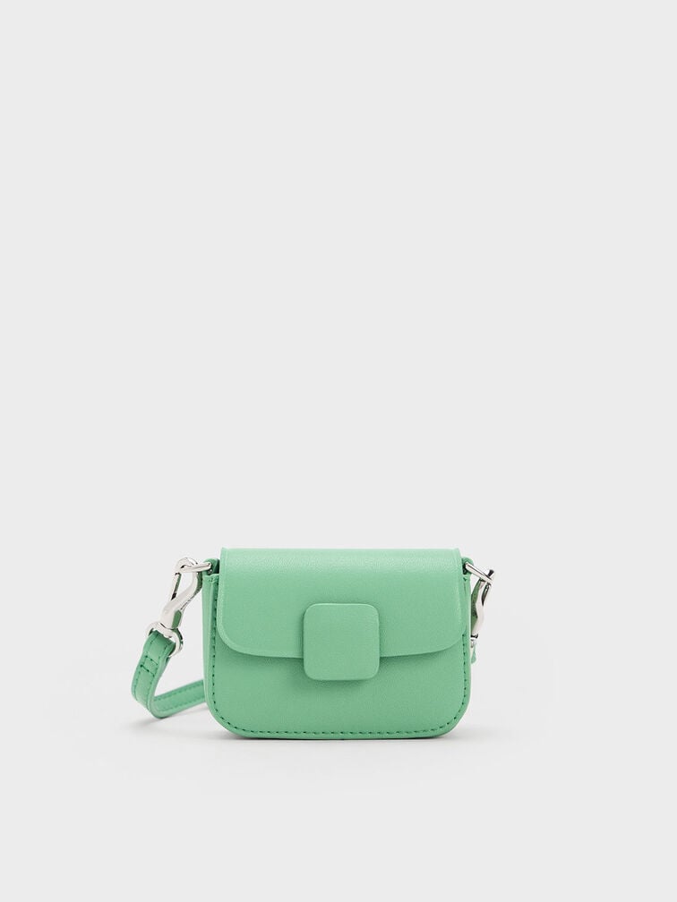 Micro Bolso Cuadrado Koa con Botón a Presión, Verde, hi-res