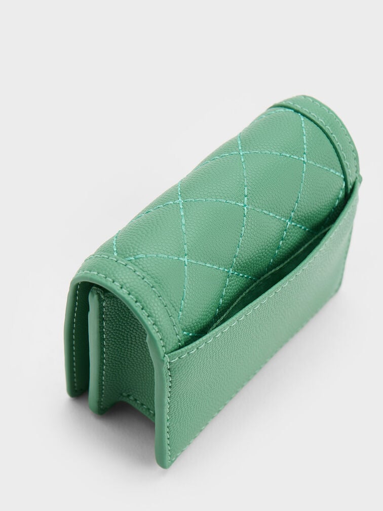 Micaela Quilted Card Holder, Green, hi-res