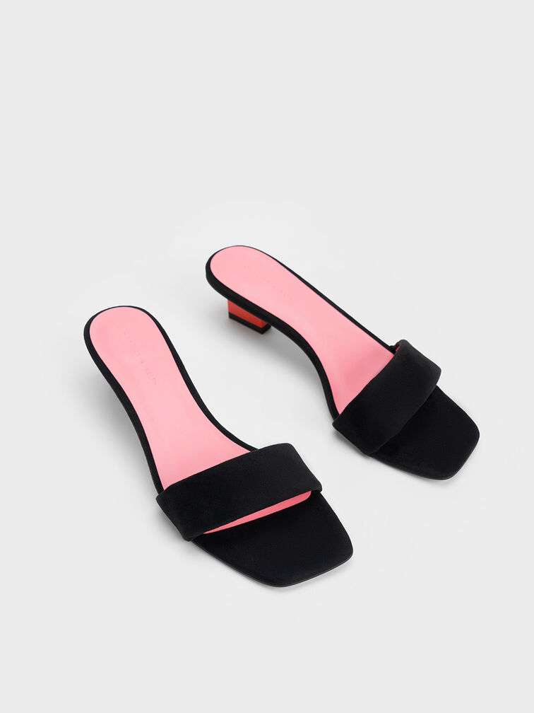 Textured Metallic Blade Heel Sandals, Black Textured, hi-res
