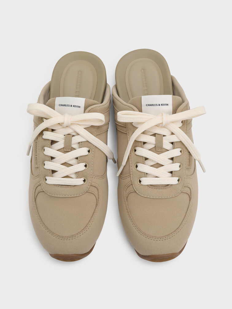 Lace-Up Slip-On Sneakers, Taupe, hi-res