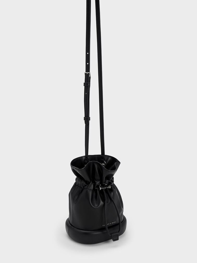 Shiloh Drawstring Bucket Bag, Black, hi-res