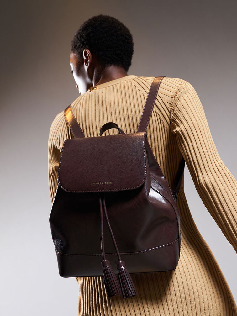 Genevieve Tassel Backpack, Dark Oak, hi-res
