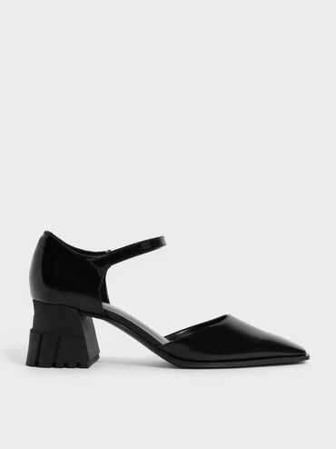 Square Toe D'Orsay Pumps, Black, hi-res