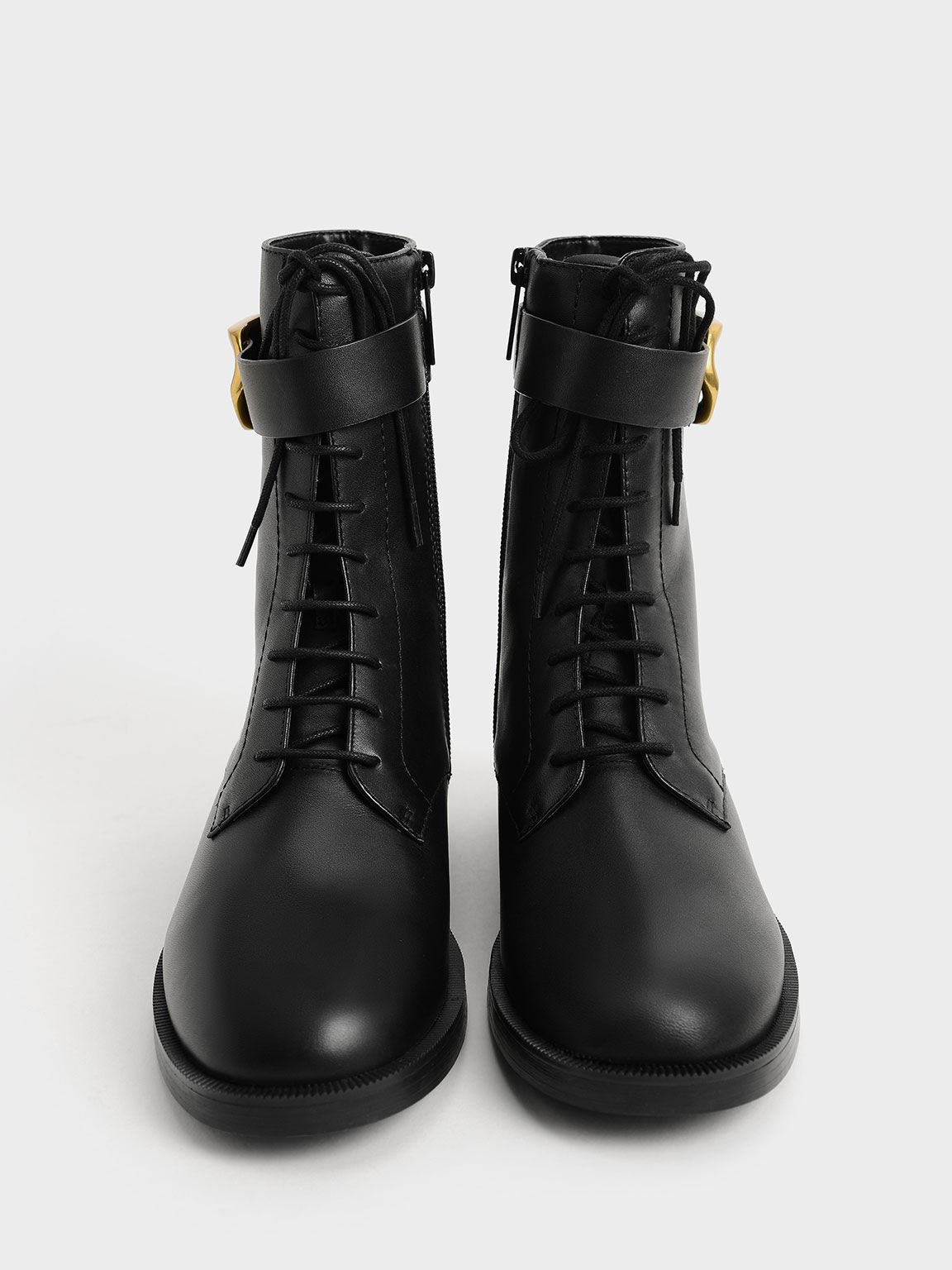 Gabine Leather Lace-Up Ankle Boots, Black, hi-res