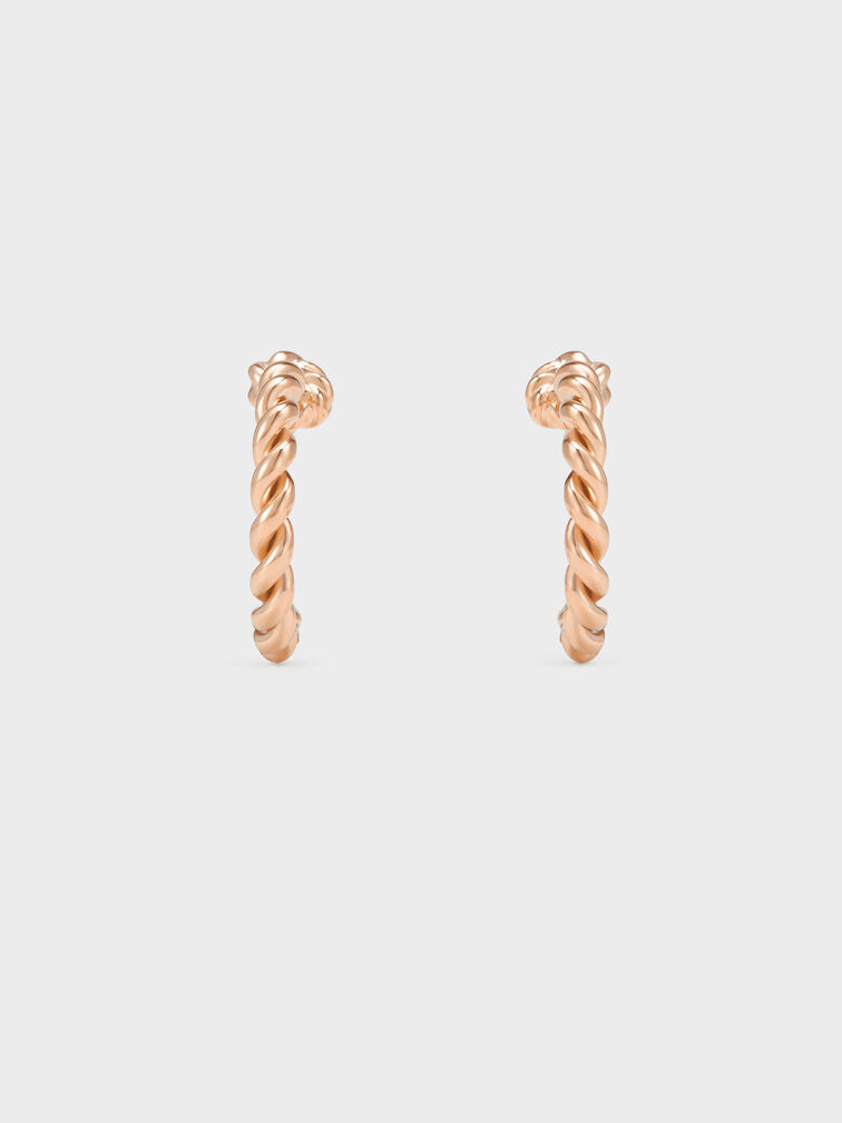 Sable Rope-Knot Hoop Earrings, Rose Gold, hi-res