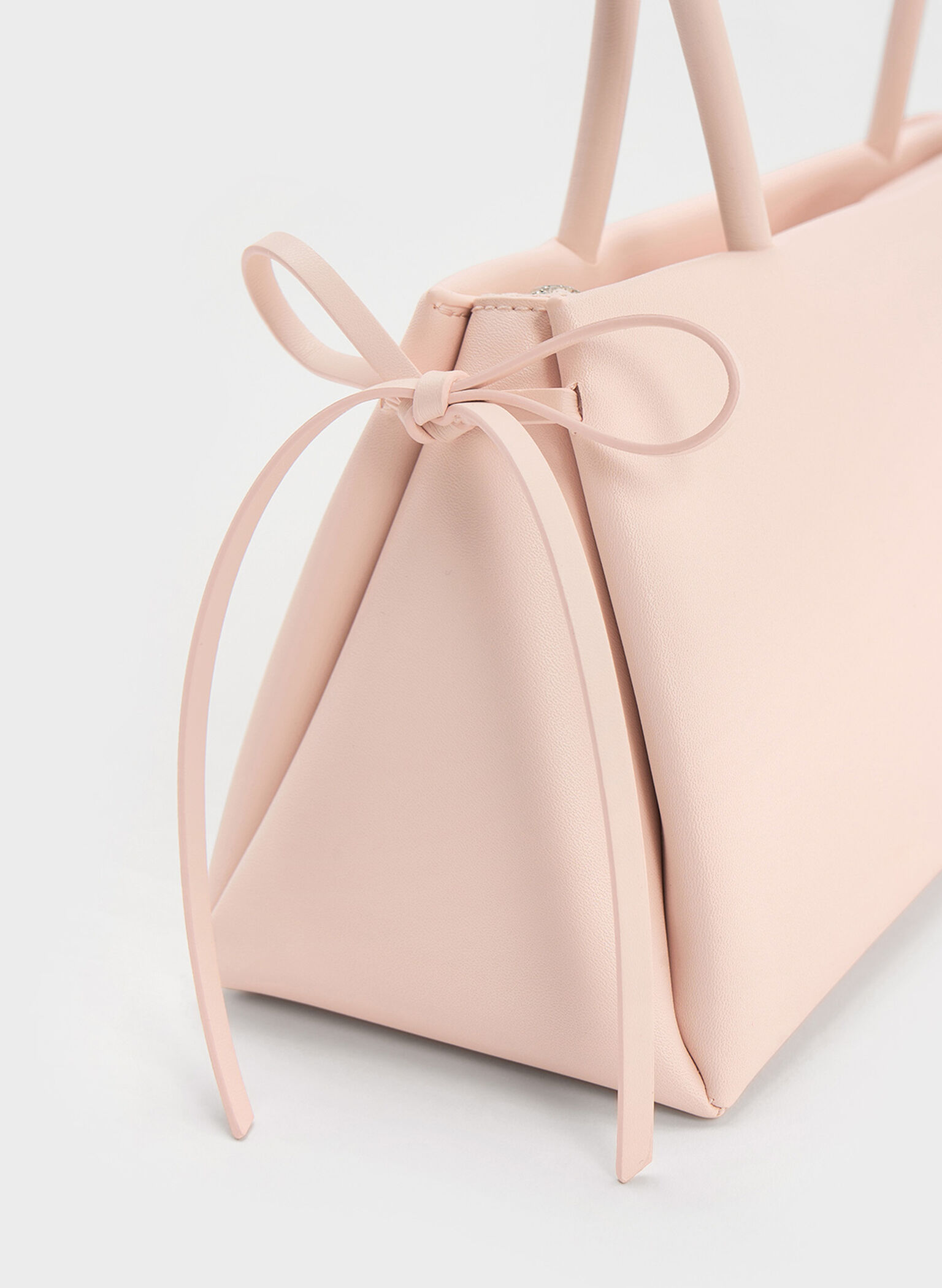 Hazel Bow Elongated Trapeze Shoulder Bag, Soft Pink, hi-res