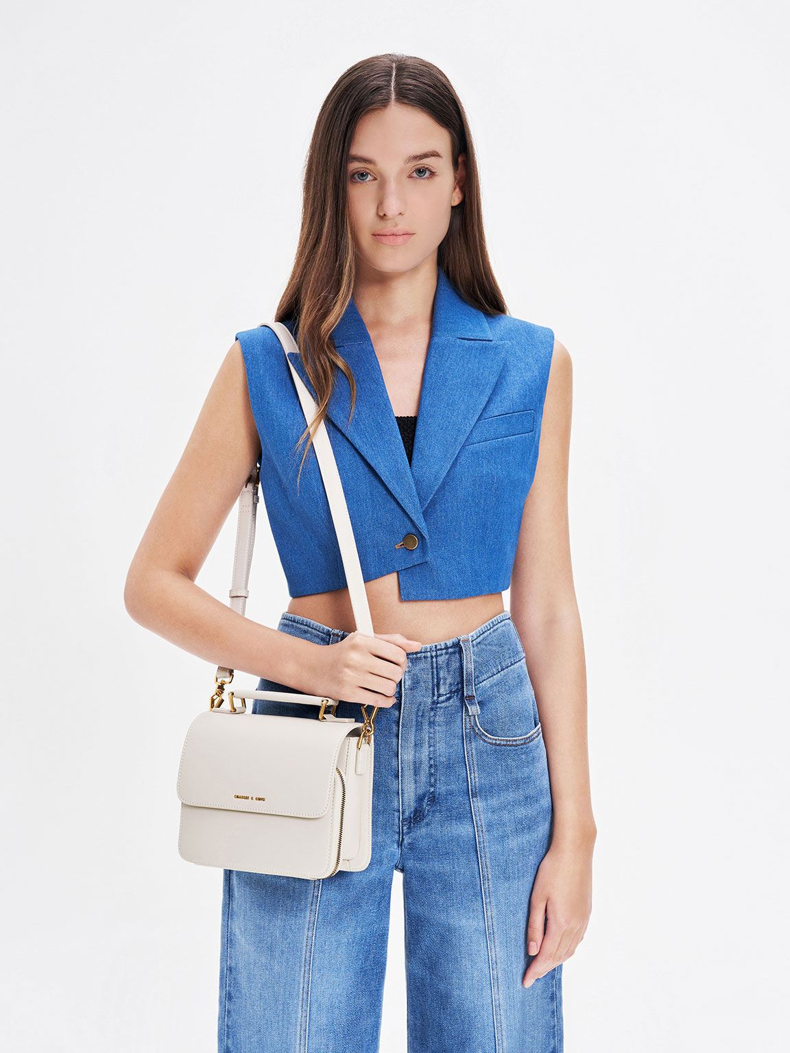 Top flap satchel clearance charles and keith