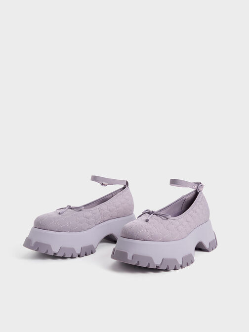 Recycled Polyester Bow Ballerinas, Lilac, hi-res