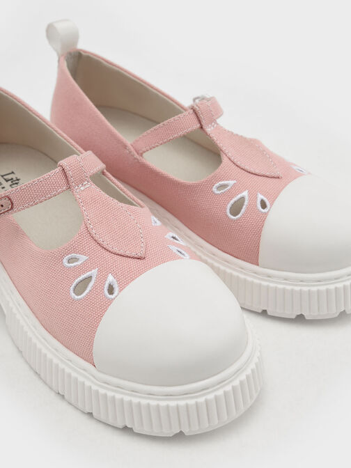 Girls' Recycled Cotton Platform Mary Janes, Pink, hi-res