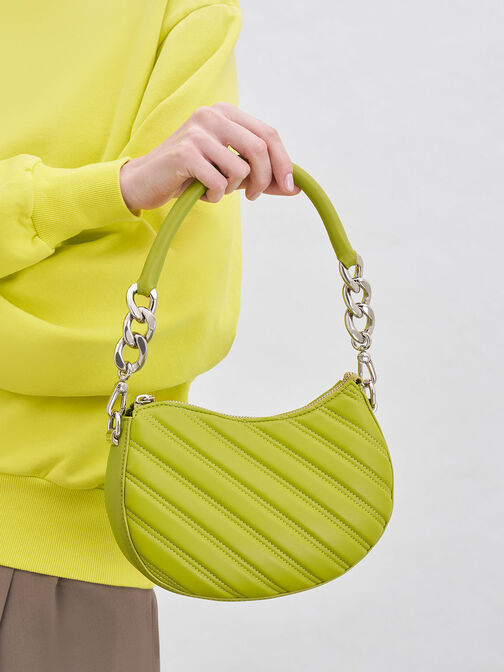 Bolso Curvo con Paneles Freja, Verde lima, hi-res