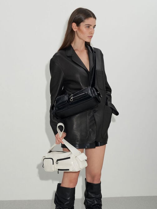 Mathilda Multi-Pocket Shoulder Bag, White, hi-res