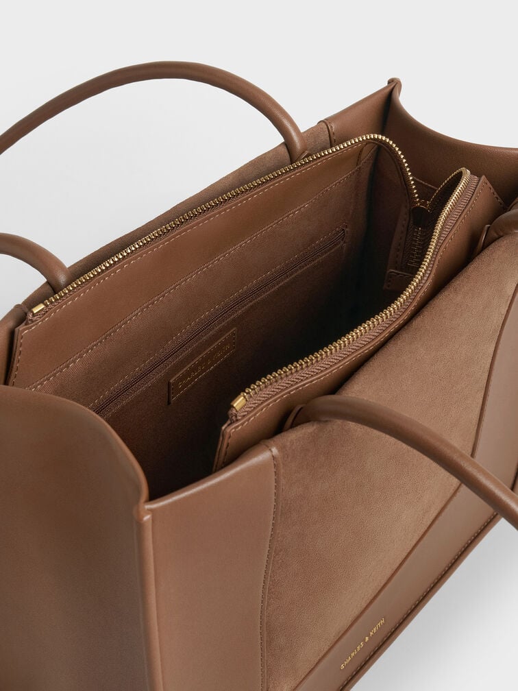 Daylla Recycled Suede Tote Bag, Mocha Brown, hi-res
