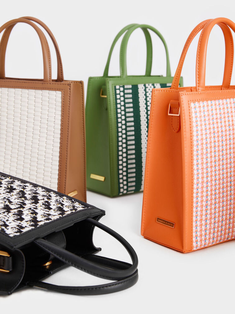 Woven Double Handle Tote Bag, Lime, hi-res