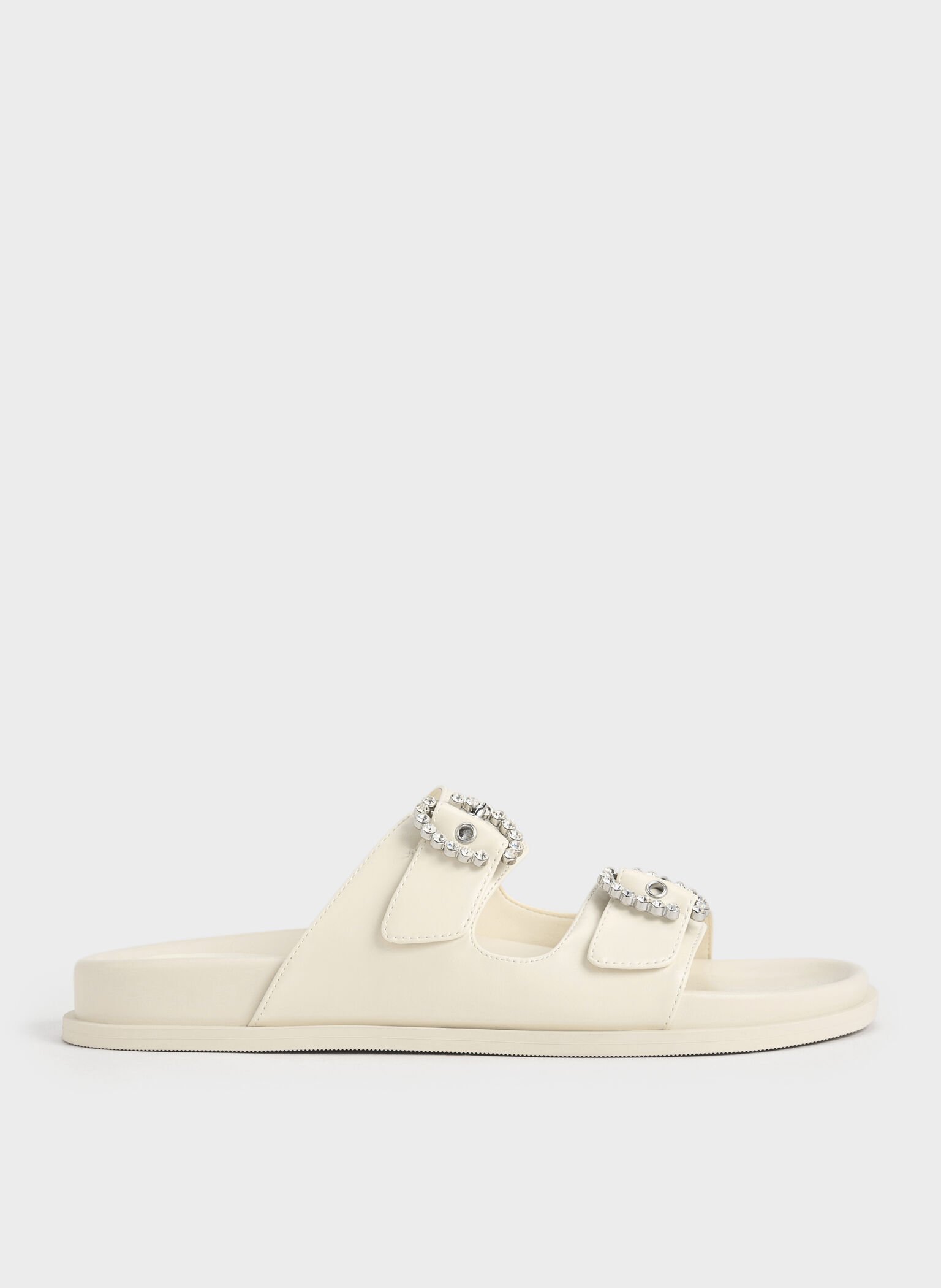 Embellished Buckle Sandals, Chalk, hi-res