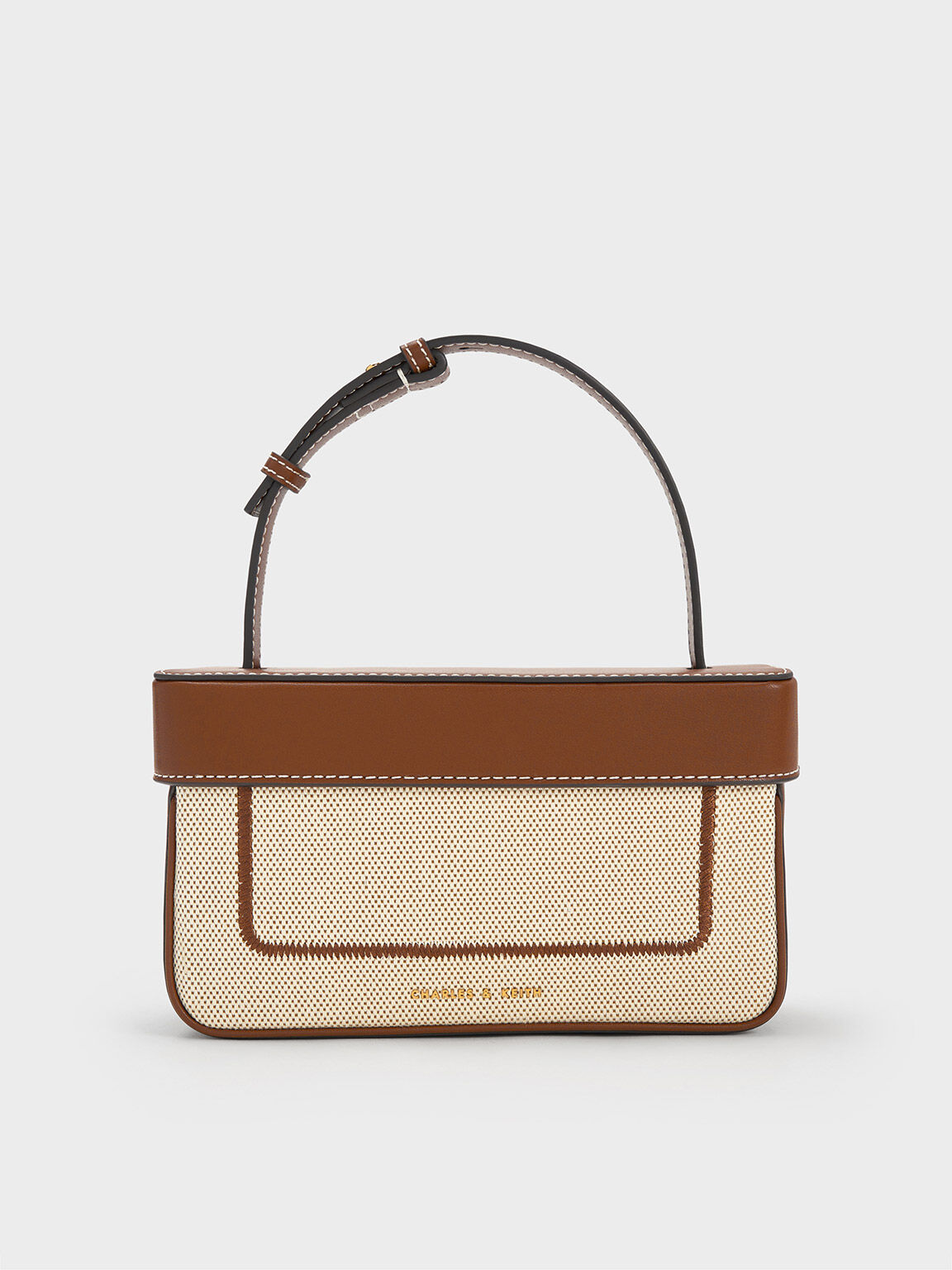 Bolso Astra de lona con detalle de puntadas, Marrón chocolate, hi-res