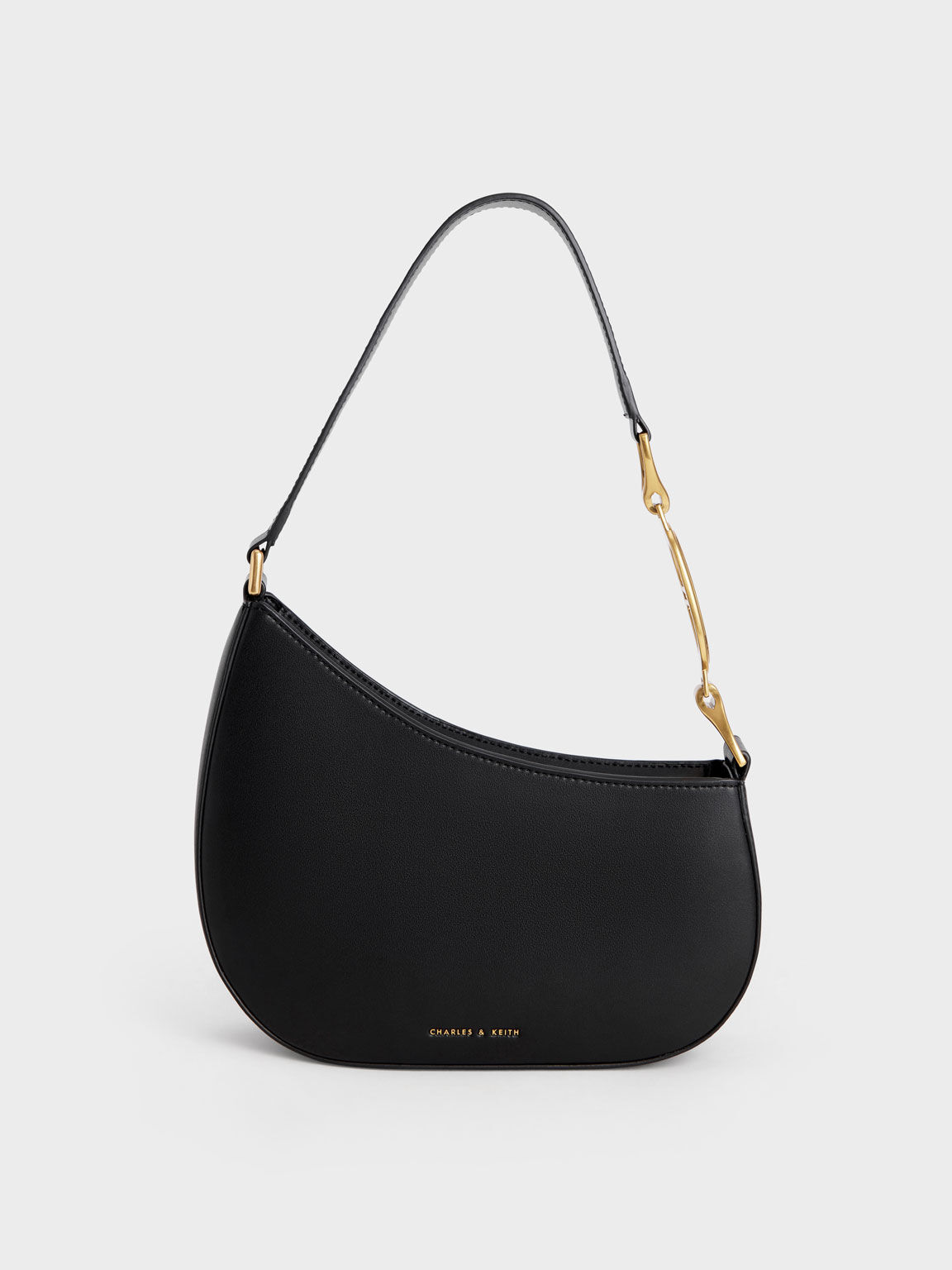 Asymmetrical Shoulder Bag, Black, hi-res