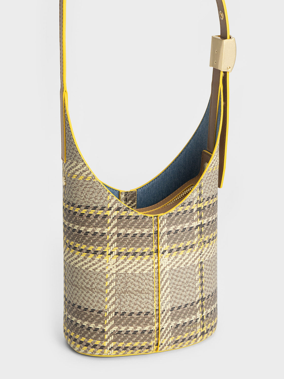 Altea Plaid Bucket Bag, Yellow, hi-res