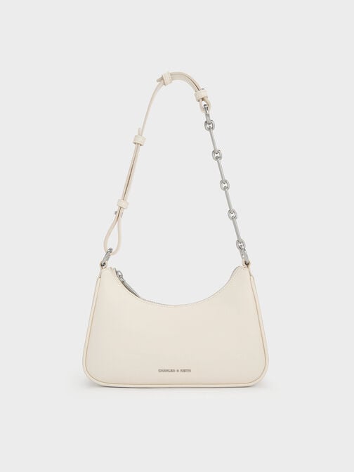 Lane Chain-Link Shoulder Bag, Cream, hi-res