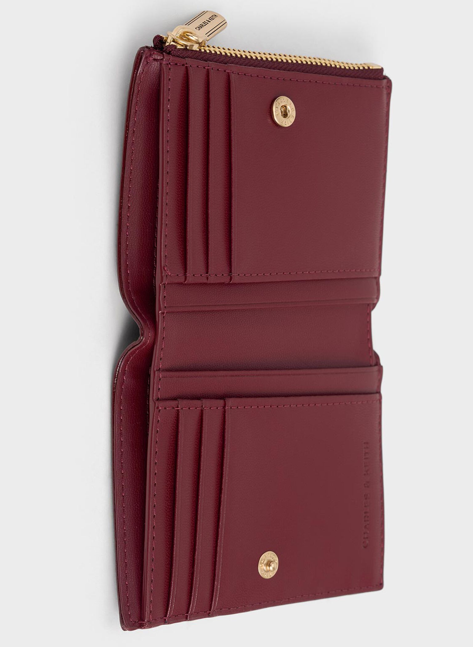 Cartera Donna de efecto arrugado con cremallera y paneles, Burgundy, hi-res