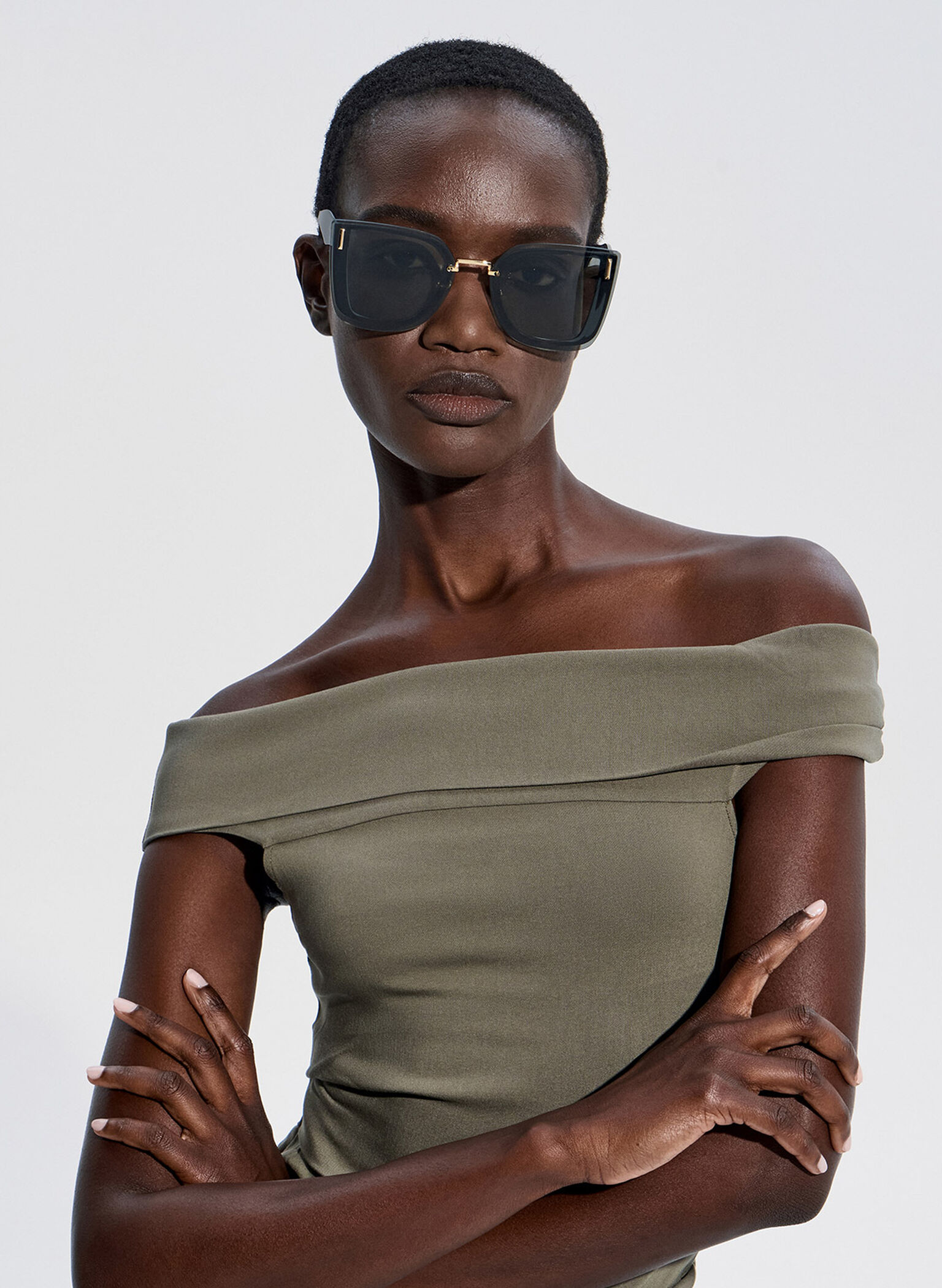 Jill Recycled Acetate Geometric Butterfly Sunglasses, Navy, hi-res