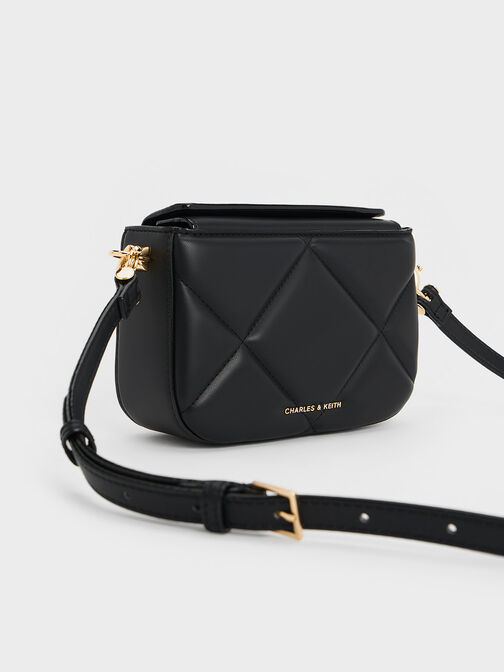 Mini Danika Chunky Chain Padded Bag, Black, hi-res