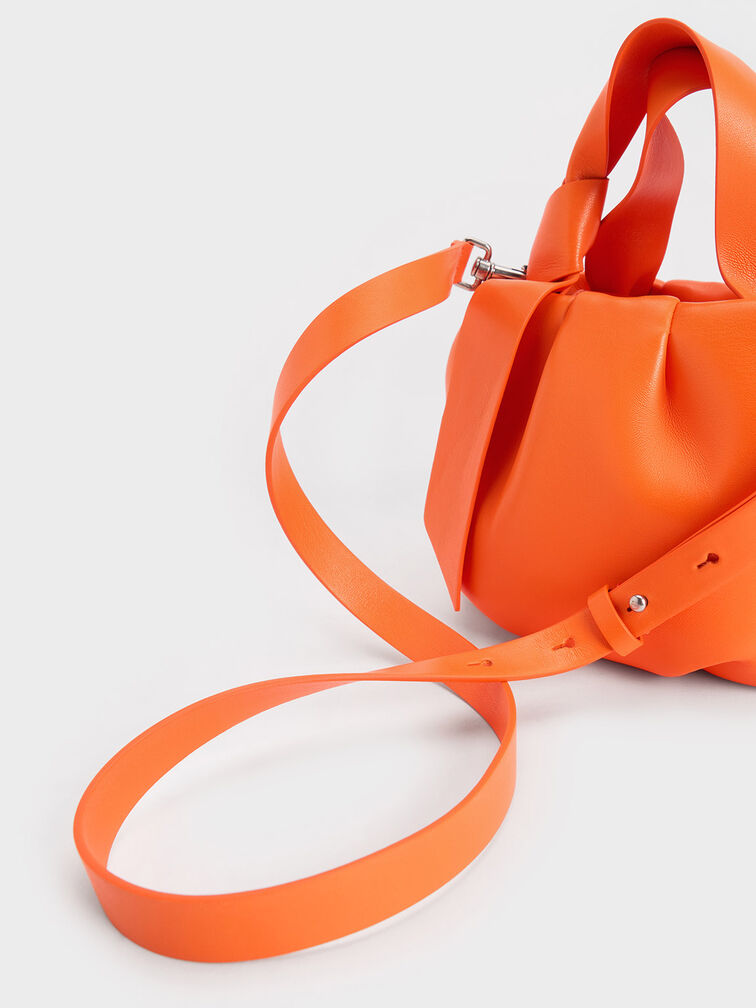 Toni Knotted Ruched Bag, Orange, hi-res