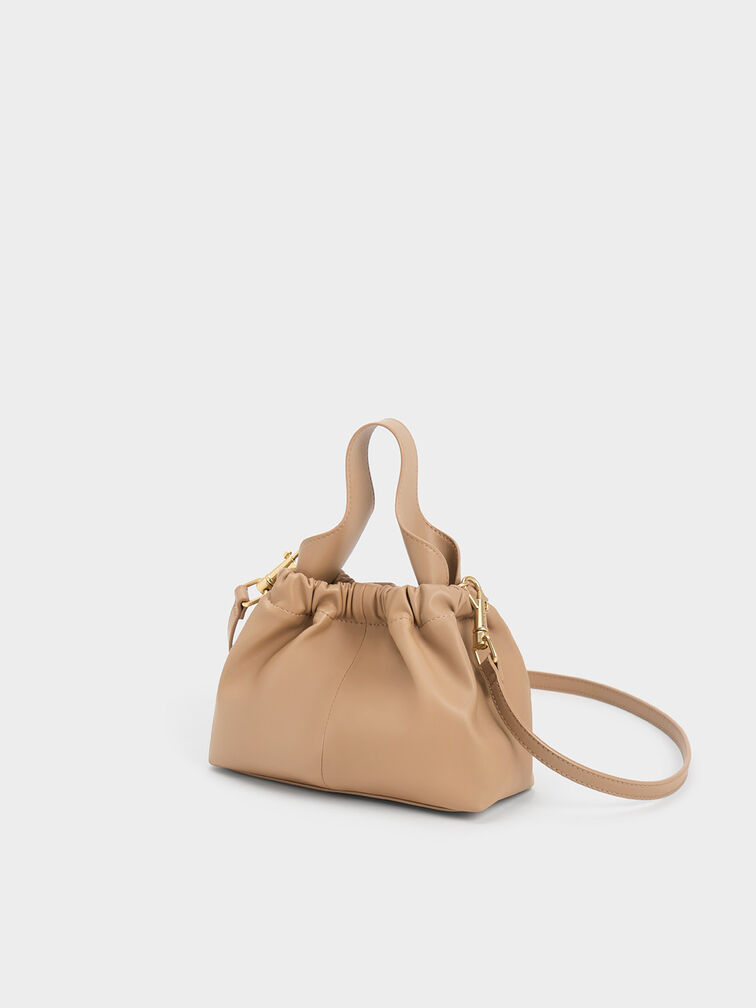 Sand Ally Ruched Slouchy Chain-Handle Bag - CHARLES & KEITH US