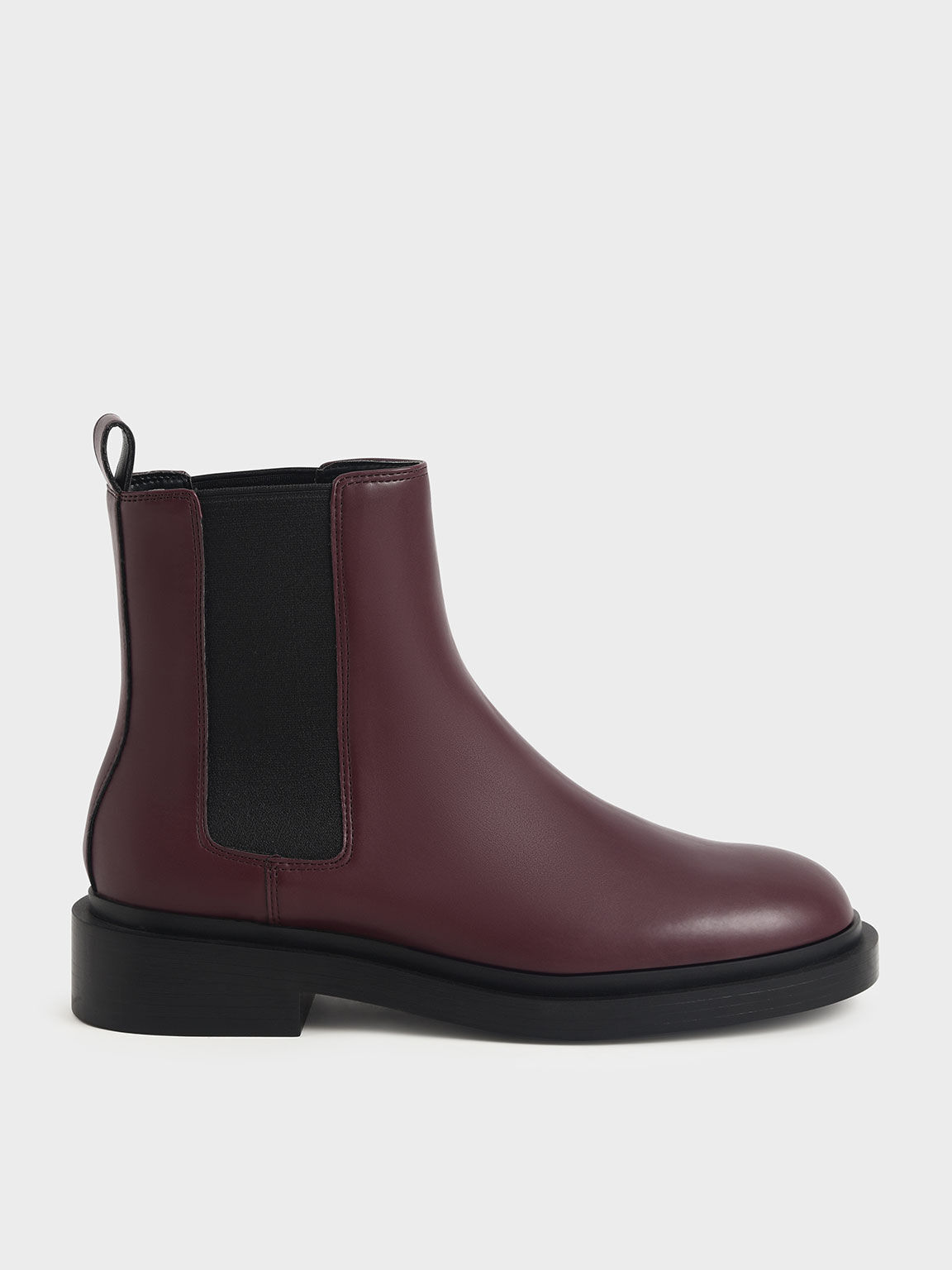 Burgundy Chelsea Block-Heel Boots CHARLES KEITH US