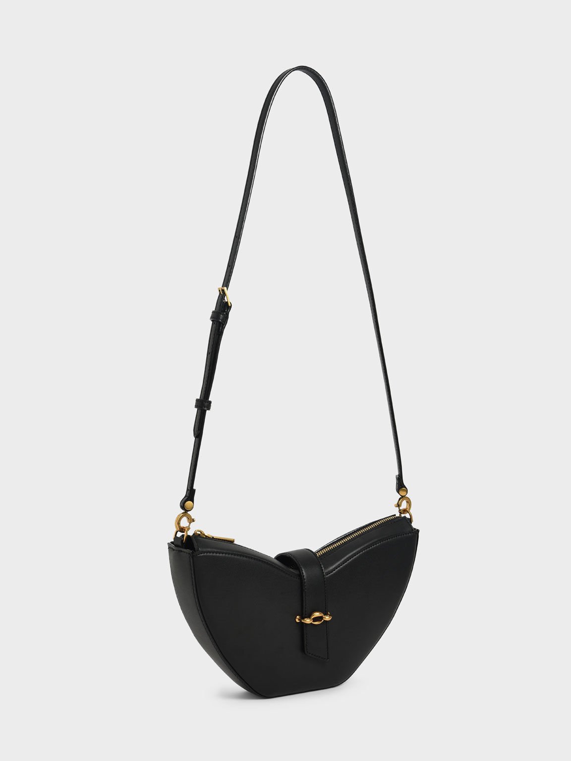 Poppy Chain Handle Sculptural Bag, Black, hi-res