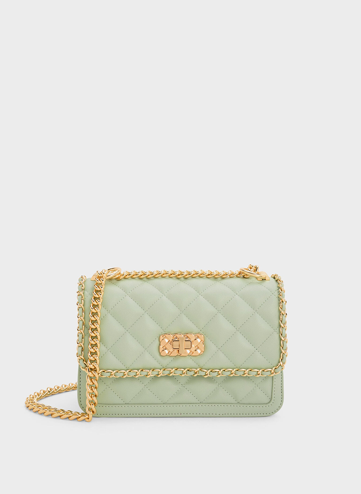 Green Micaela Quilted Braided Chain Bag - CHARLES & KEITH US