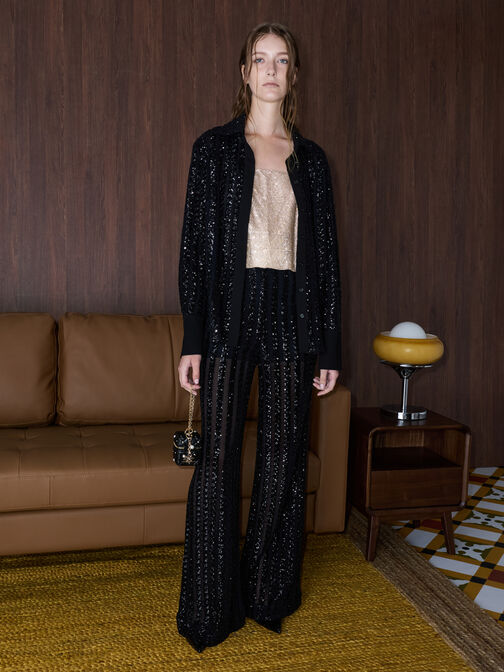 Arrietty Crystal & Pearl Snowflake Charm, Gold, hi-res