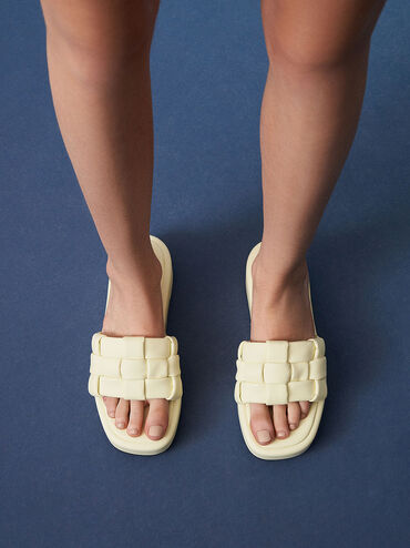 Interwoven Strap Platform Sandals, Butter, hi-res