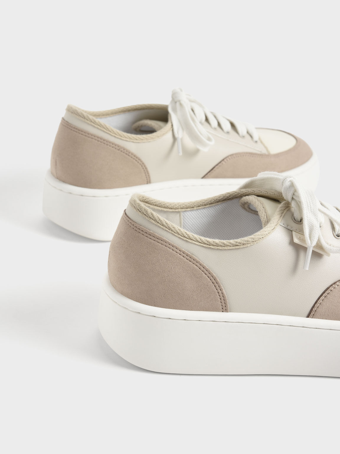 Skye Two-Tone Cotton Sneakers, Taupe, hi-res