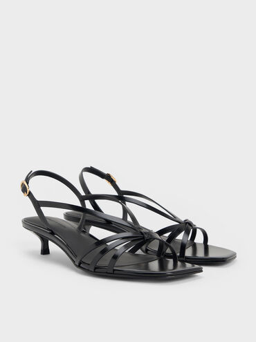 Strappy Kitten-Heel Sandals, Black Box, hi-res