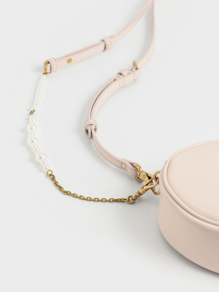 Heirloom
Chain-Embellished Oval Crossbody Bag, Light Pink, hi-res