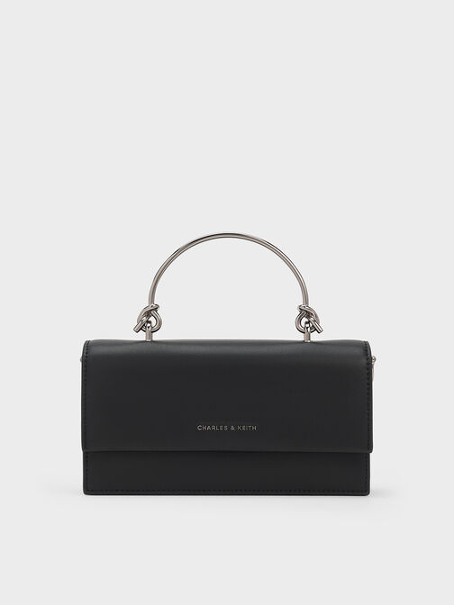 Kristine Sculptural-Handle Long Wallet, Noir, hi-res