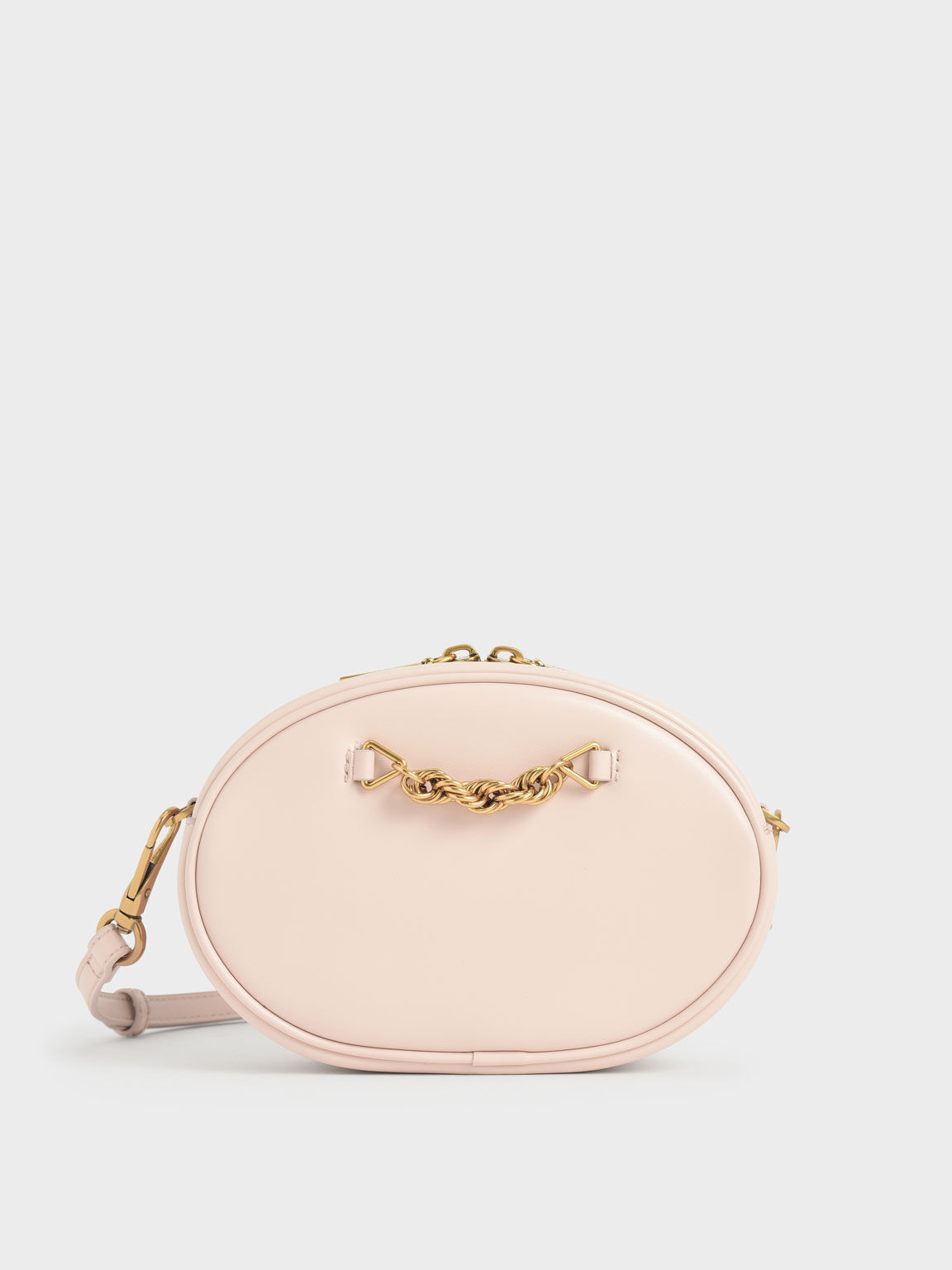 Heirloom
Chain-Embellished Oval Crossbody Bag, Light Pink, hi-res