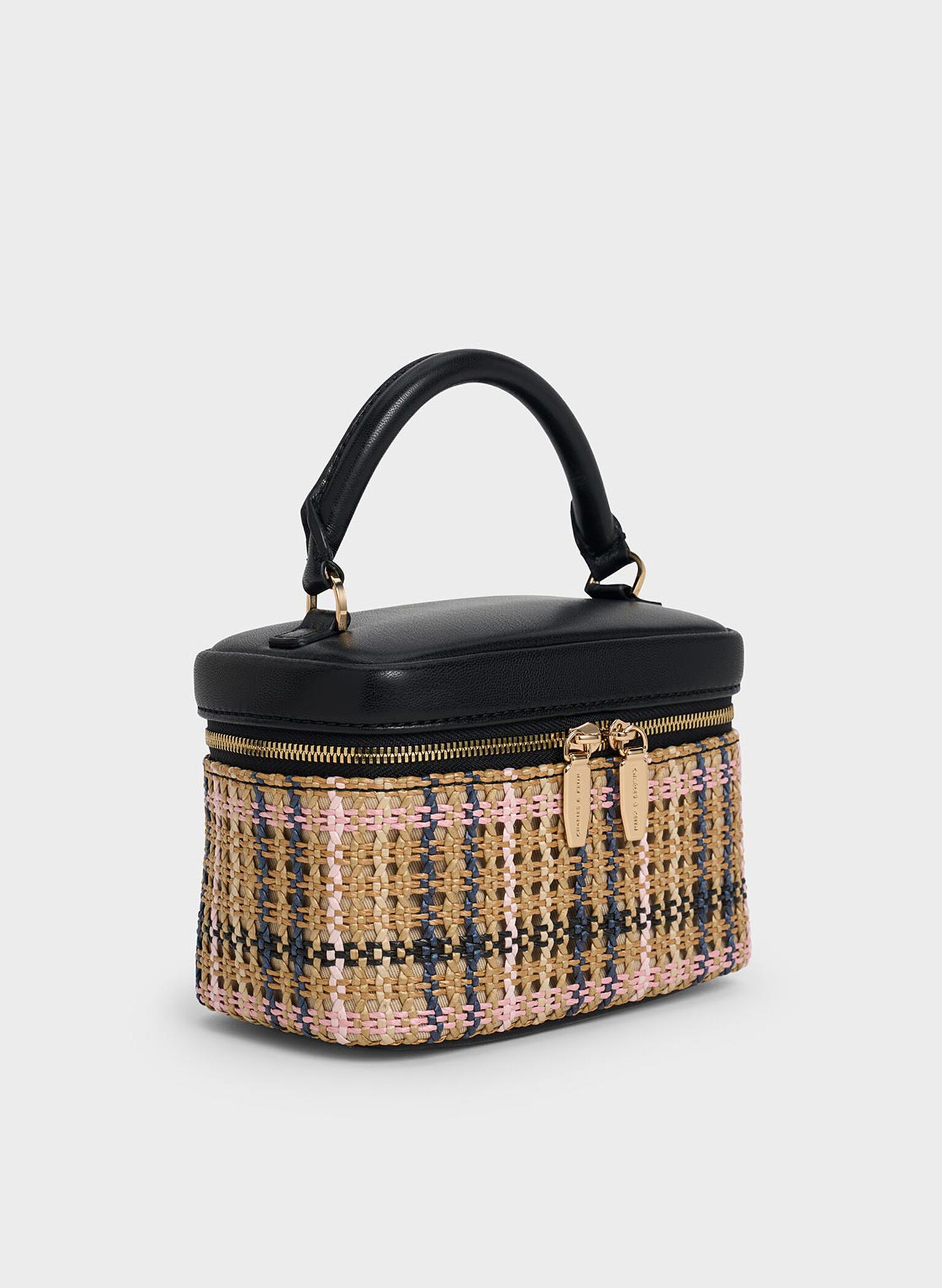 Arwen Tartan Top Handle Vanity Bag, Tartan Straw, hi-res