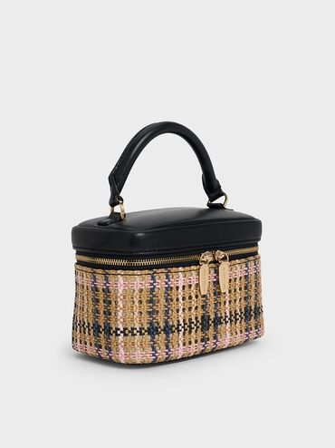 Arwen Tartan Top Handle Vanity Bag, Tartan Straw, hi-res