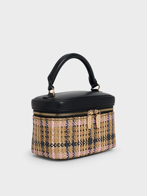 Arwen Tartan Top Handle Vanity Bag, Tartan Straw, hi-res
