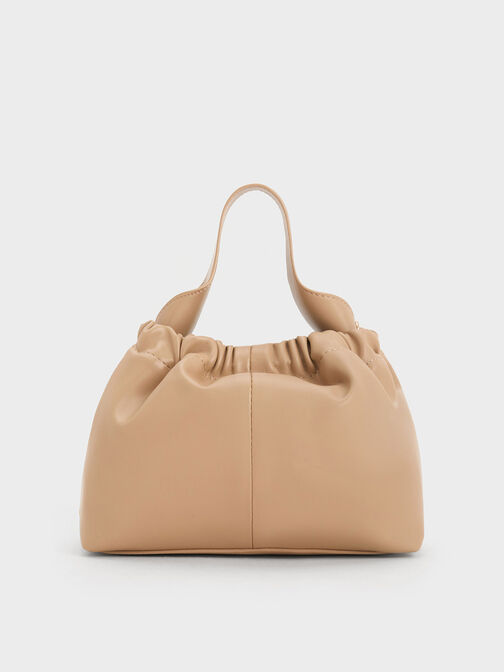 Ally Ruched Slouchy Chain-Handle Bag, Sand, hi-res