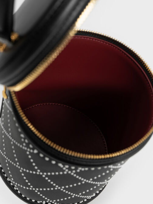 Marietta Bead-Embellished Bucket Bag, Black, hi-res